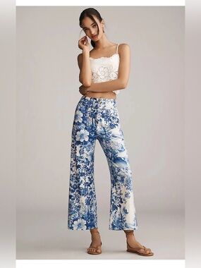 Anthropologie Maeve Colette Crop Etoile Linen Pants 28 $168